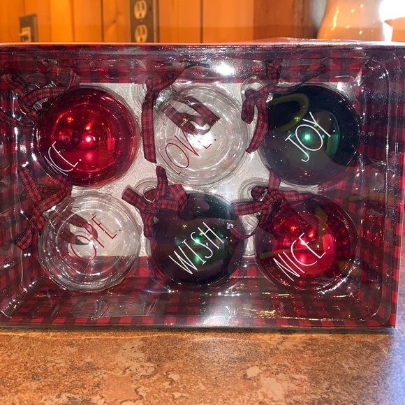 Rae Dunn Christmas Ornaments Set of 6 - Picture 1 of 4